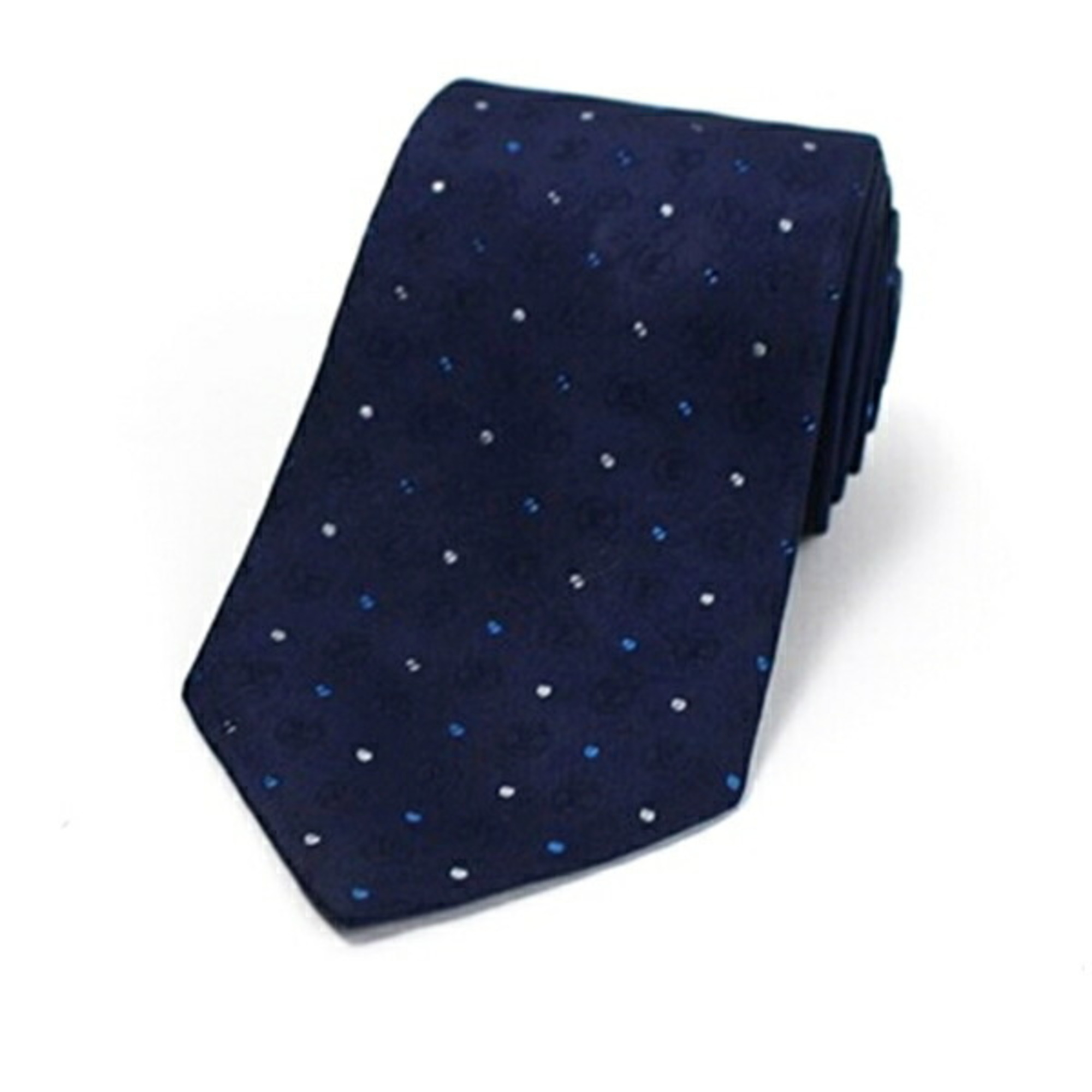 Louis Vuitton Silk Necktie Narrow Tie Polka Dot Navy LOUIS VUITTON Men's LV Slim