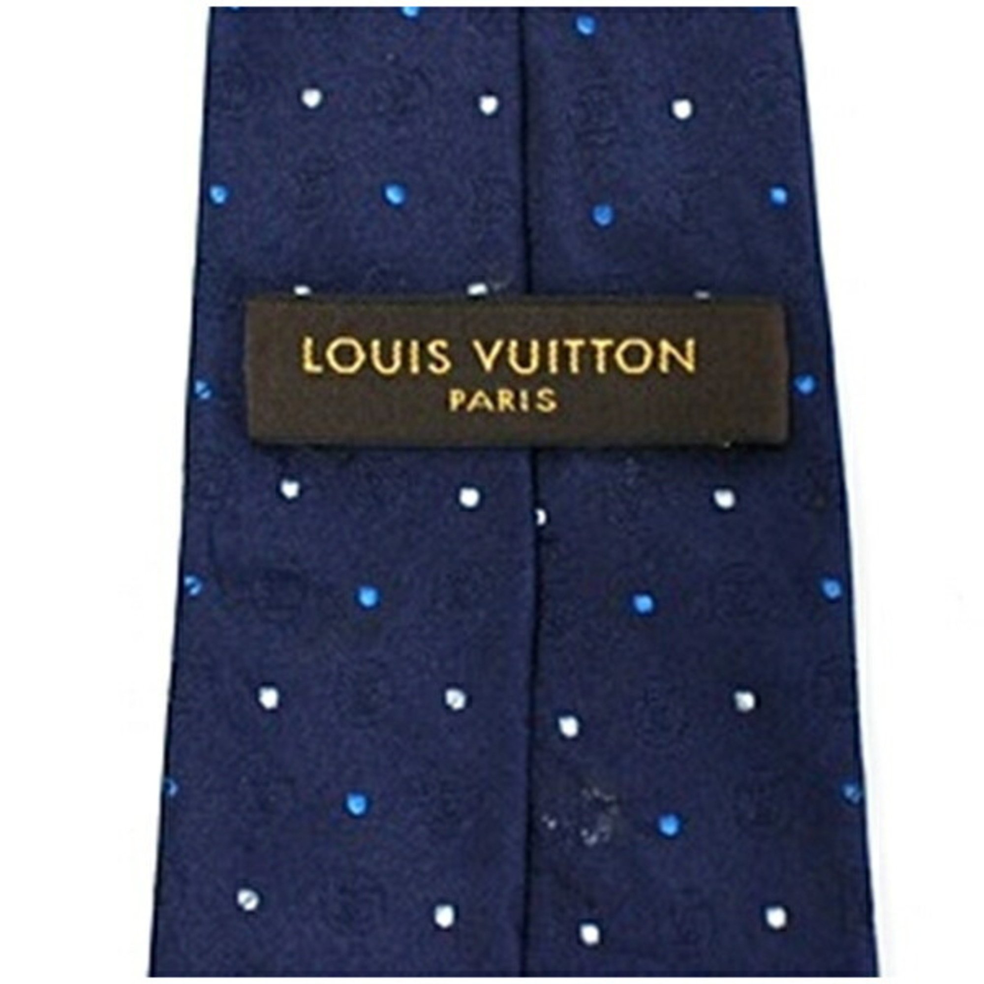 Louis Vuitton Silk Necktie Narrow Tie Polka Dot Navy LOUIS VUITTON Men's LV Slim