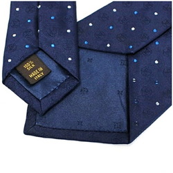 Louis Vuitton Silk Necktie Narrow Tie Polka Dot Navy LOUIS VUITTON Men's LV Slim