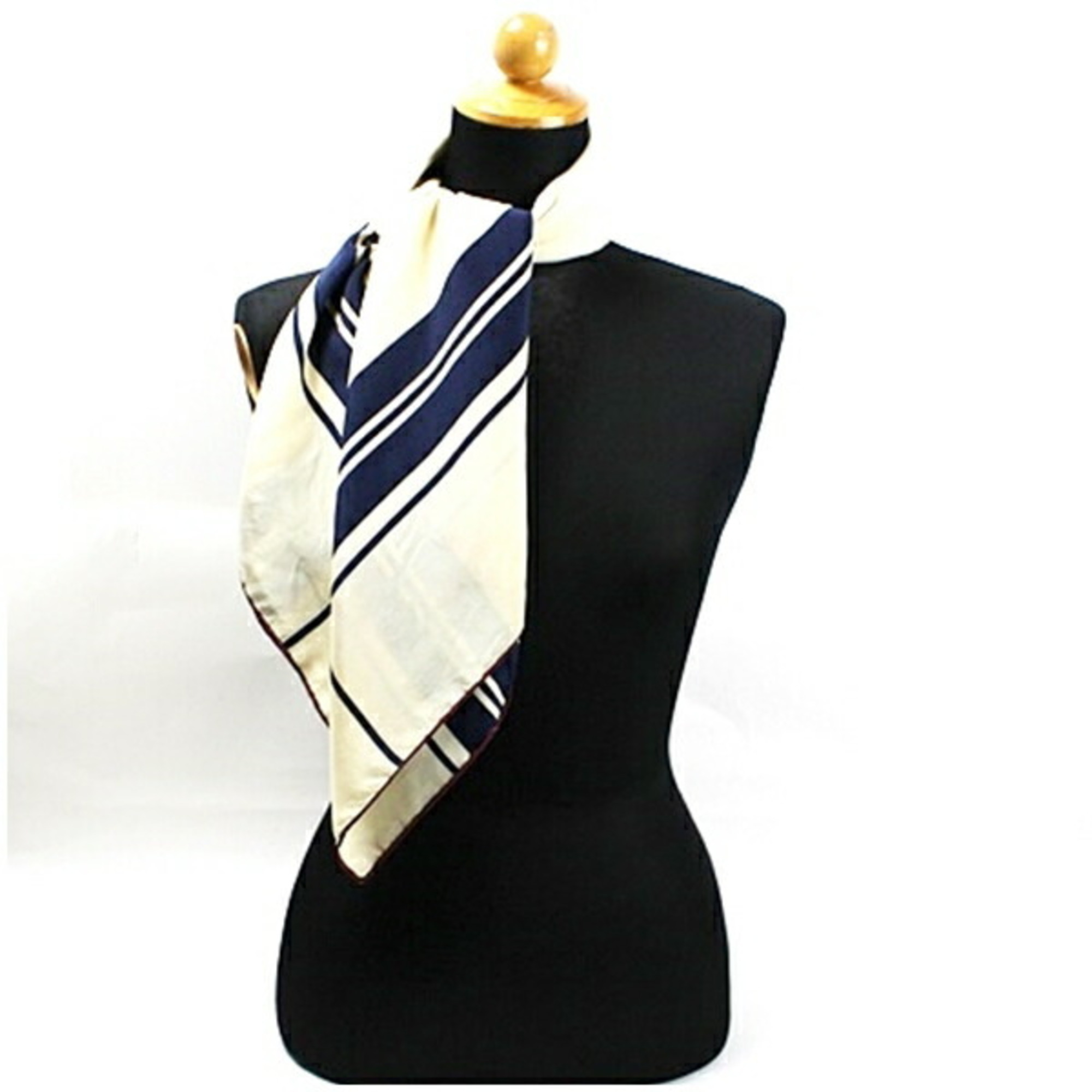 CHANEL Silk Scarf Muffler Cream Pattern Women's