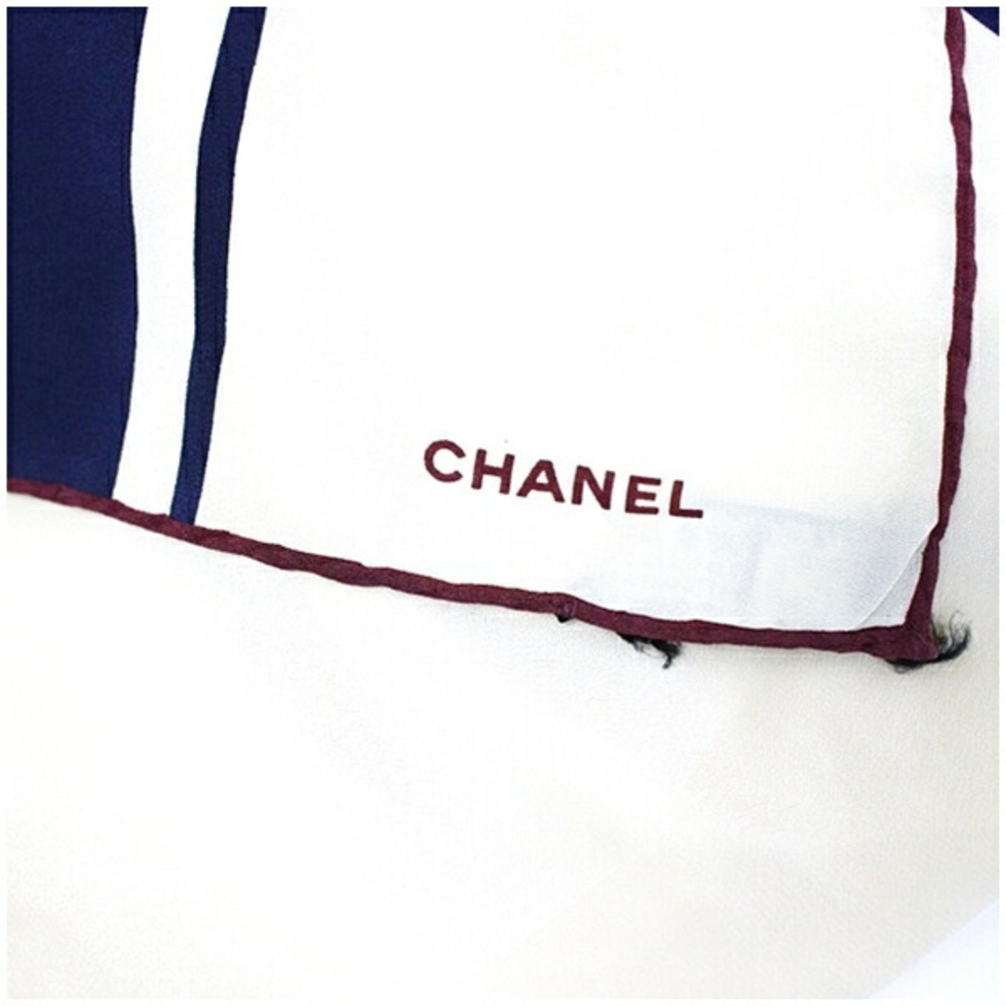 CHANEL Silk Scarf Muffler Cream Pattern Women's