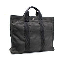 Hermes Air Line MM Nylon Canvas Tote Bag Grey HERMES Women's Men's Unisex