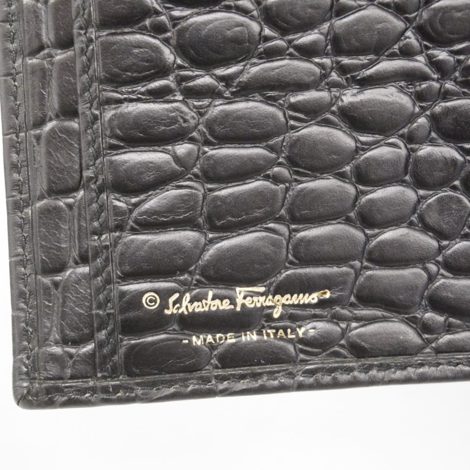 Salvatore Ferragamo Vara Leather Long Wallet Black Women's