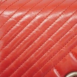 Chanel Shoulder Bag Matelasse Calfskin Red Women's