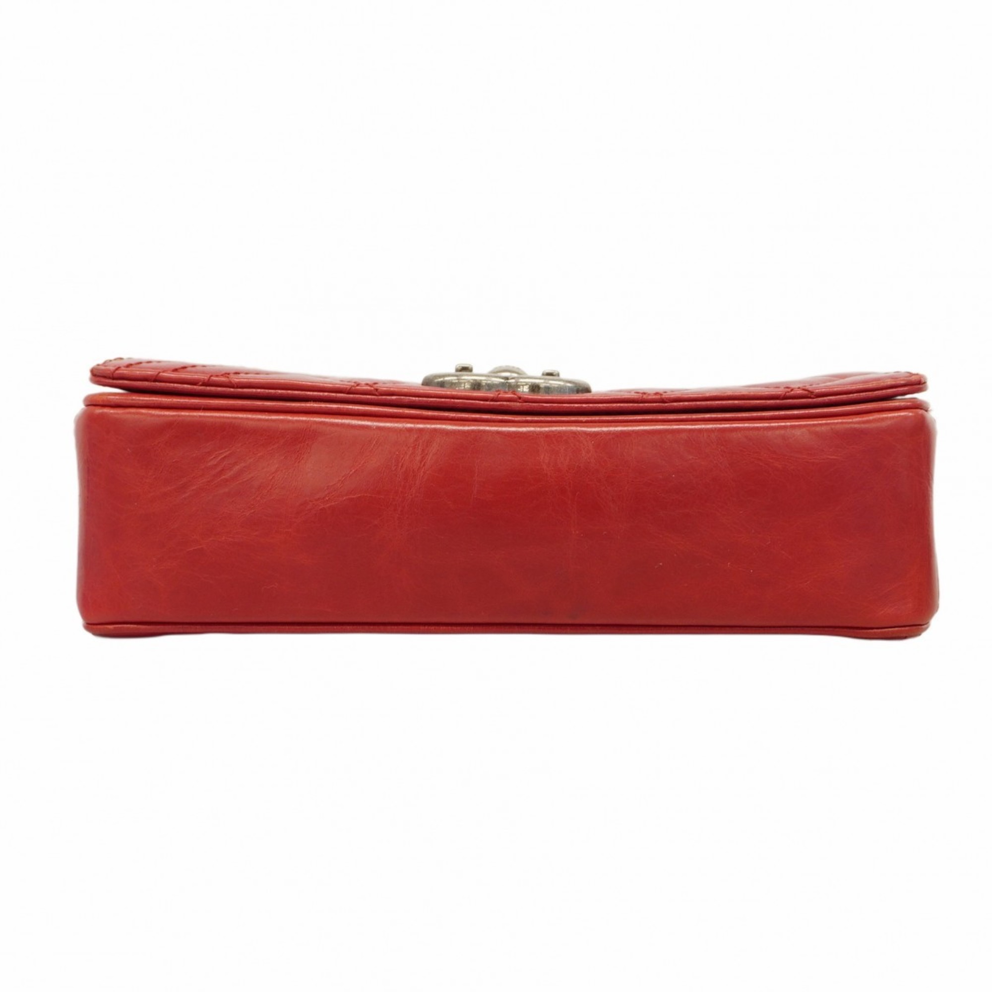 Chanel Shoulder Bag Matelasse Calfskin Red Women's