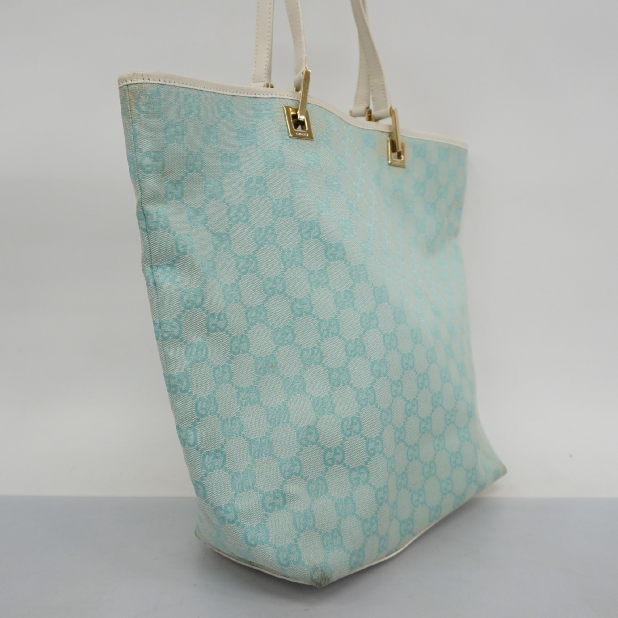 Gucci Tote Bag GG Canvas 002 1098 Sky Blue White Women's