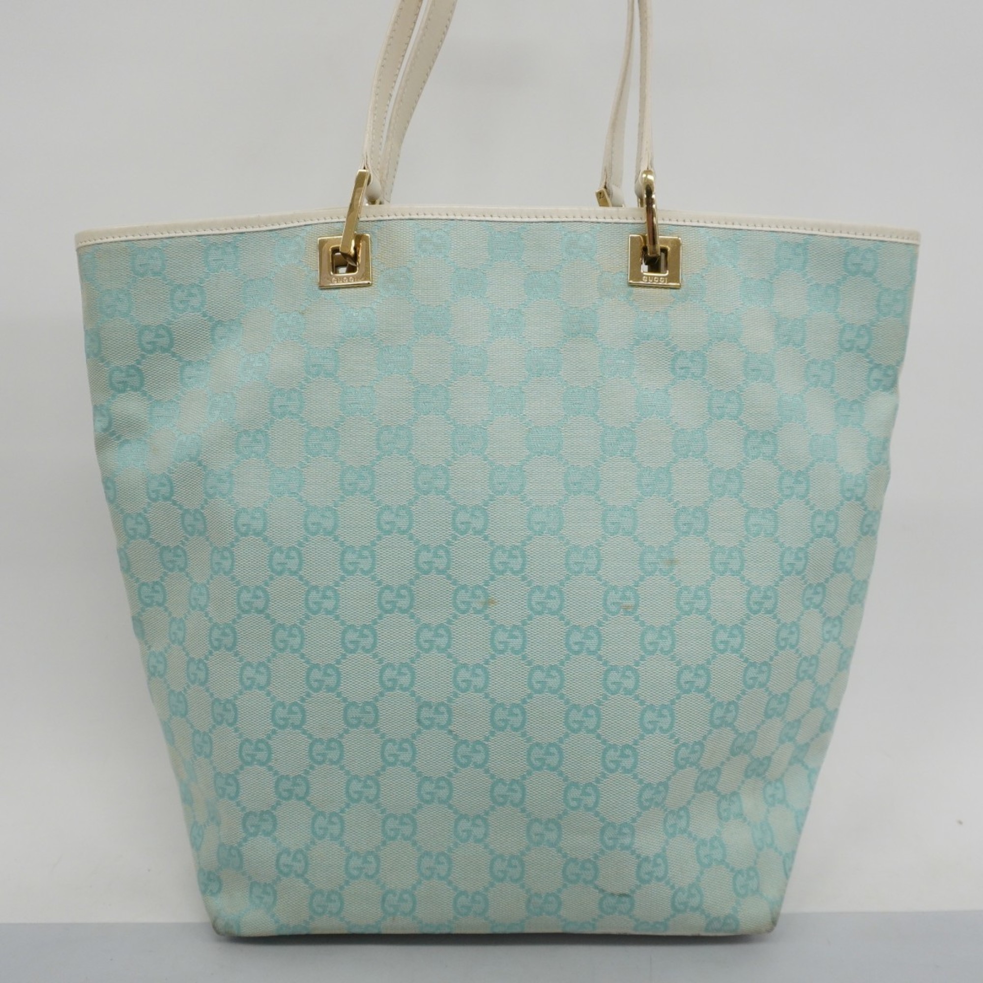 Gucci Tote Bag GG Canvas 002 1098 Sky Blue White Women's