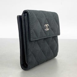 Chanel Wallet Matelasse Caviar Skin Black Women's