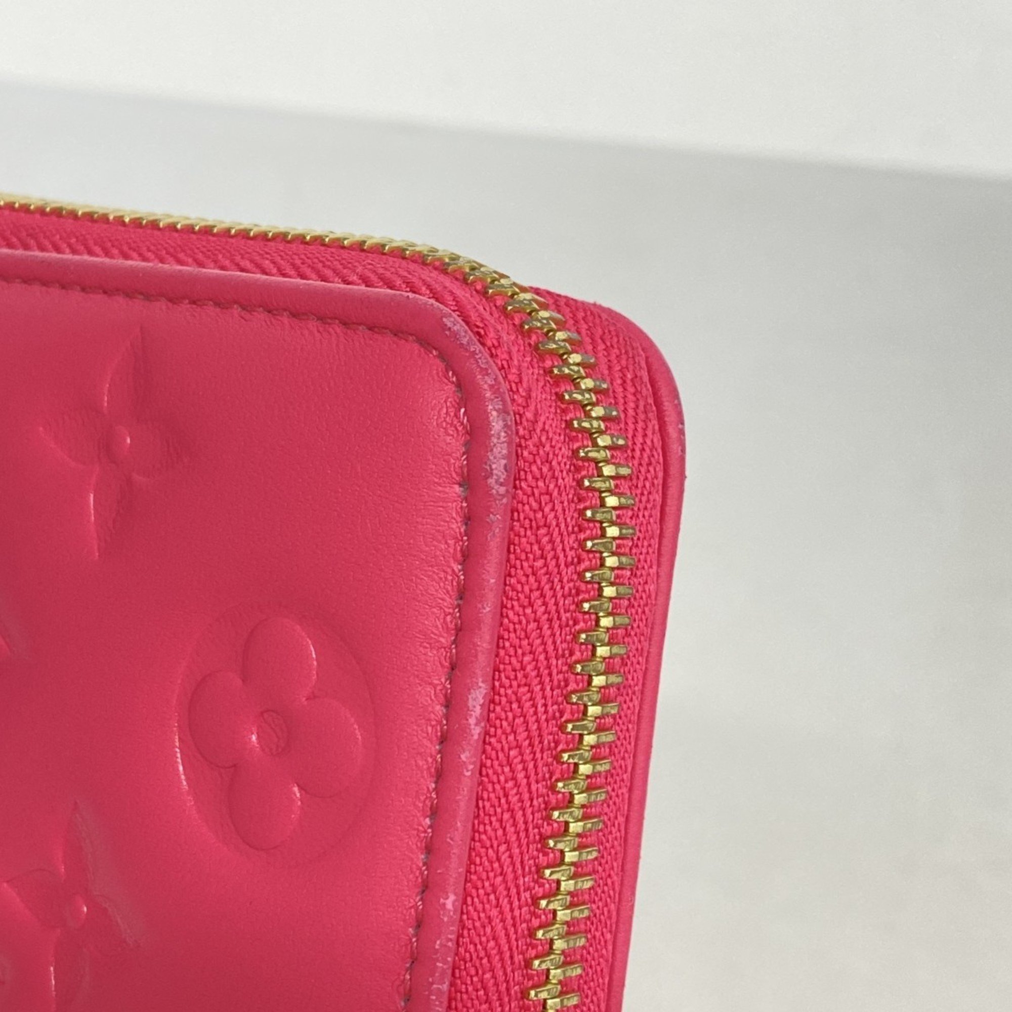 Louis Vuitton Long Wallet Monogram Embossed Coussin Zipper M82737 Bougainvillea Ladies