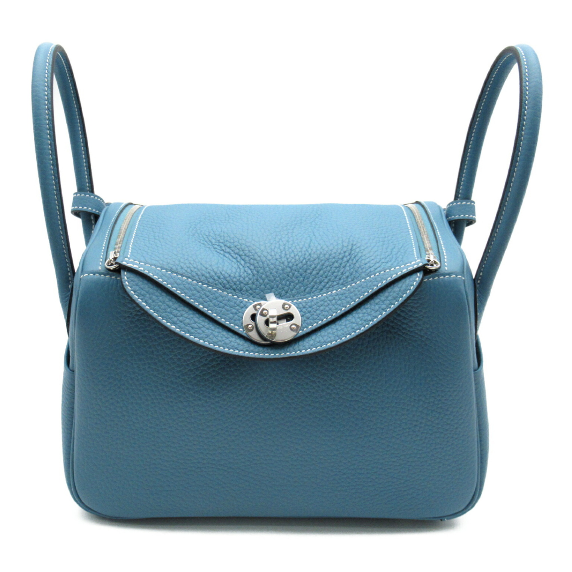 Hermes Lindy 26 Shoulder Bag, Leather, Taurillon Clemence, Women's, Blue, 073428CK