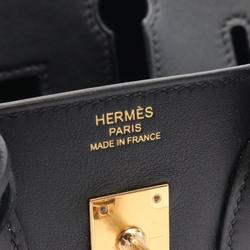 Hermes HERMES Birkin 25 Handbag Bag Toile Cadrile Swift Leather Women's Blue Black