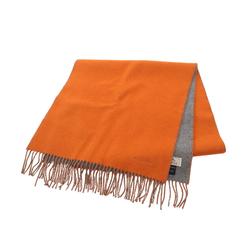 Hermes HERMES Recto Verso Scarf Clothing Cashmere Men Women Orange Grey