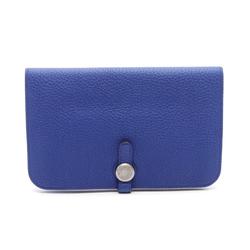 Hermes HERMES Dogon GM Blue Royal Bi-fold Long Wallet Togo Women's