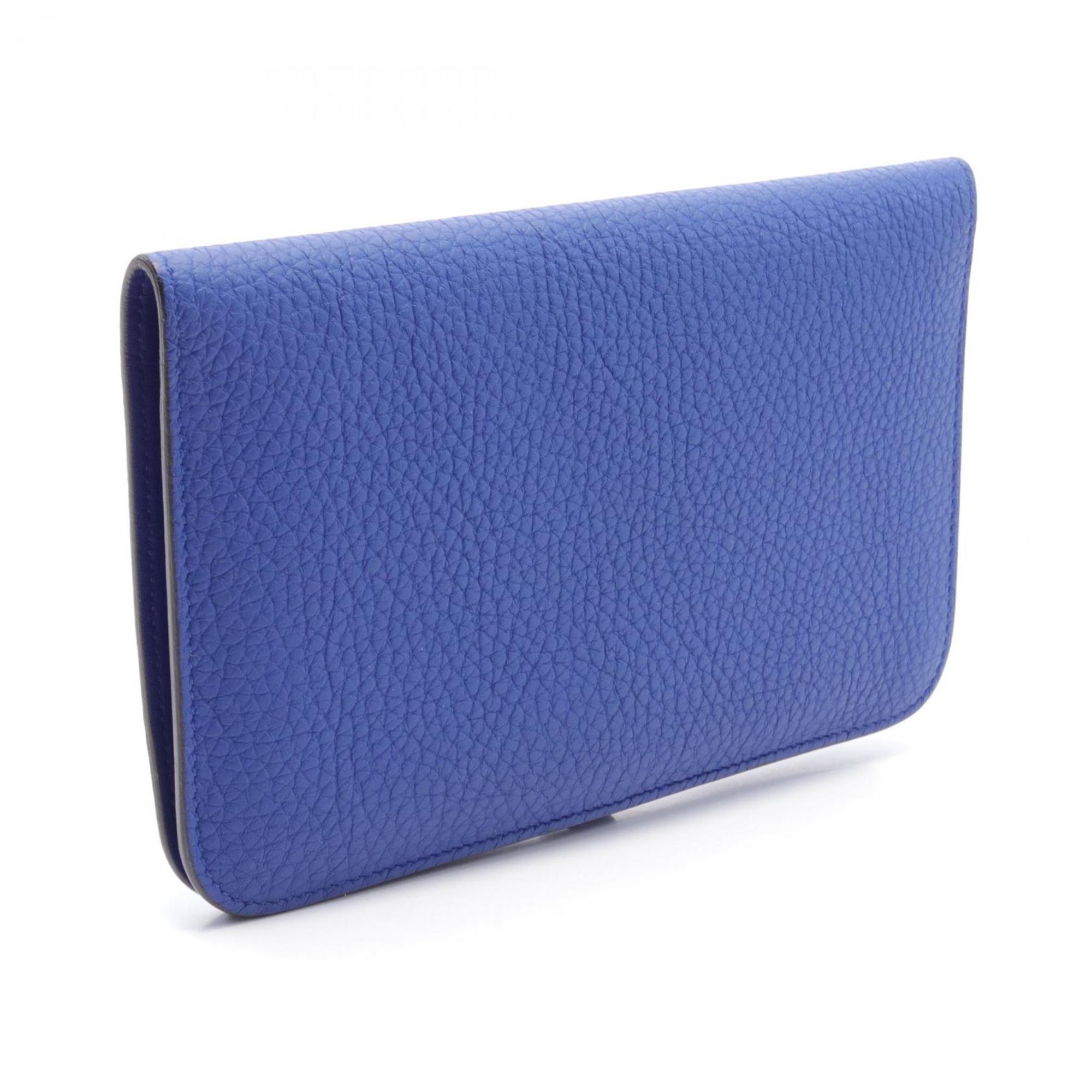 Hermes HERMES Dogon GM Blue Royal Bi-fold Long Wallet Togo Women's