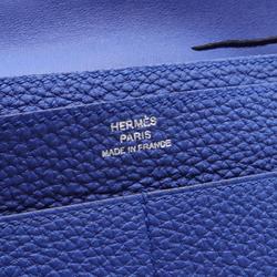 Hermes HERMES Dogon GM Blue Royal Bi-fold Long Wallet Togo Women's