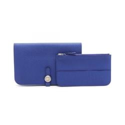 Hermes HERMES Dogon GM Blue Royal Bi-fold Long Wallet Togo Women's