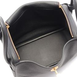 Hermes Lindy 26 Shoulder Bag, Taurillon Clemence, Women's, Black, 073428CC