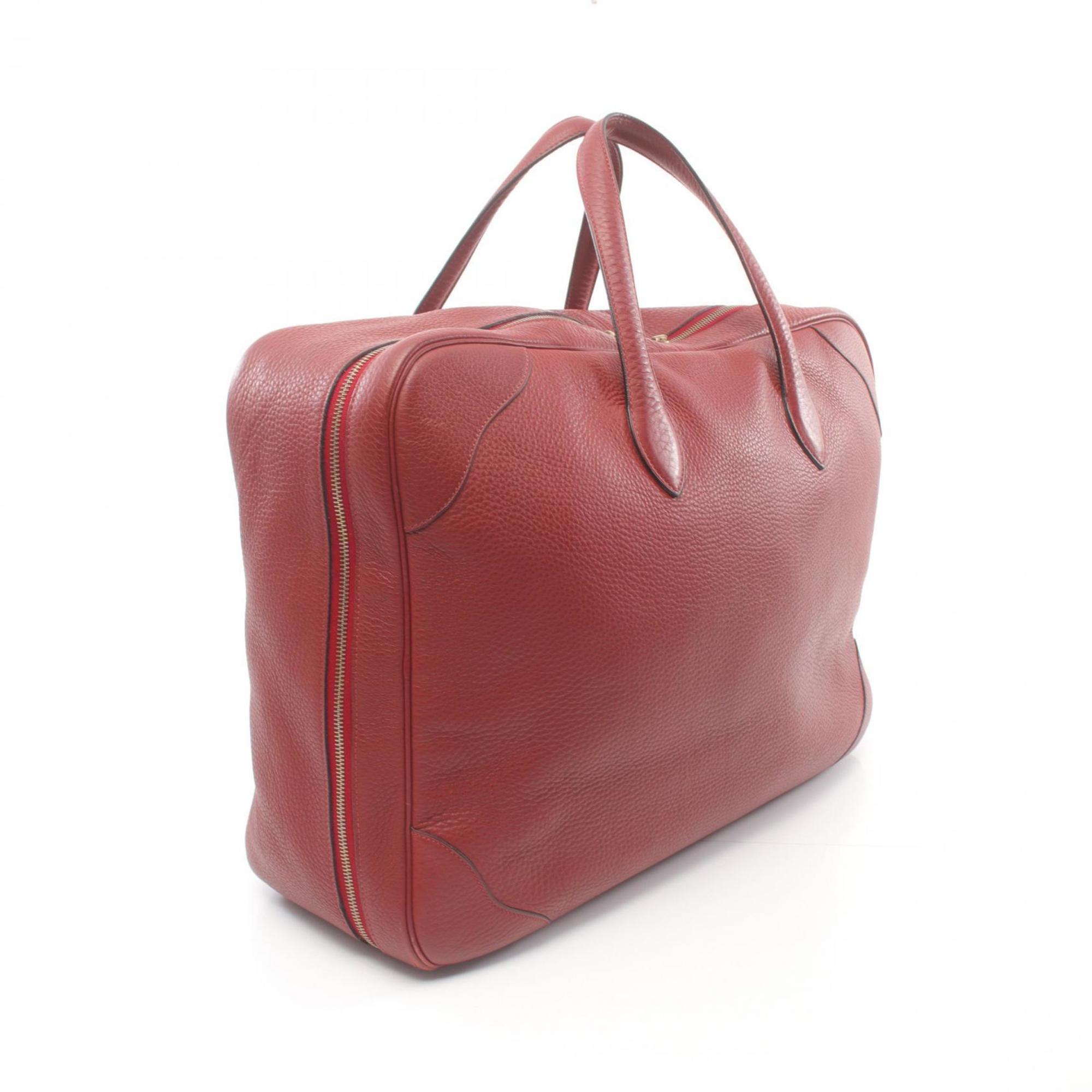 Hermes Victoria 50 Boston bag, Taurillon Clemence, men's, women's, Bordeaux