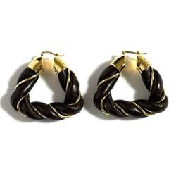 BOTTEGA VENETA Women's Hoop Triangle Twist Earrings in 925 Silver and Leather