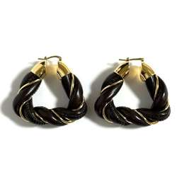 BOTTEGA VENETA Women's Hoop Triangle Twist Earrings in 925 Silver and Leather