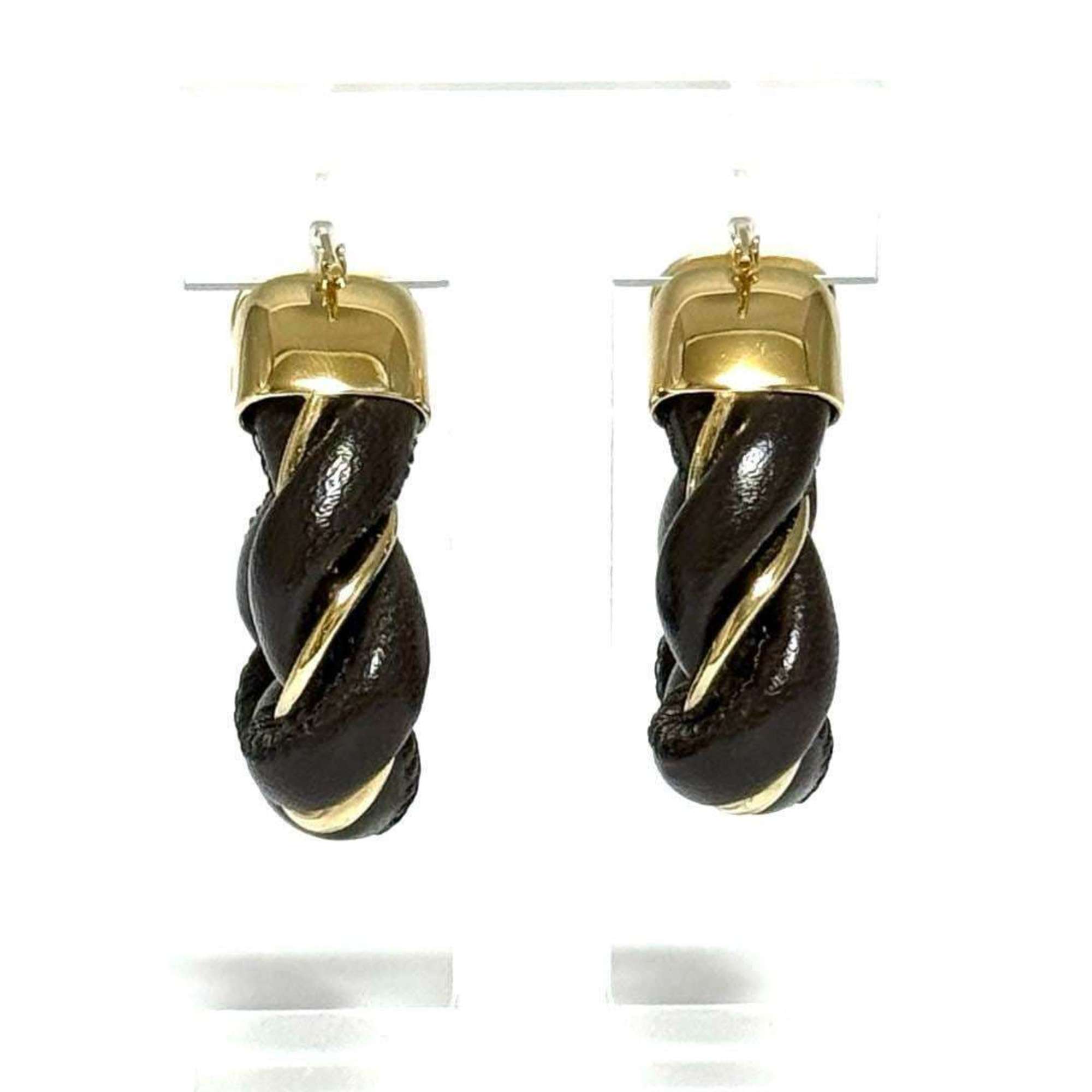 BOTTEGA VENETA Women's Hoop Triangle Twist Earrings in 925 Silver and Leather