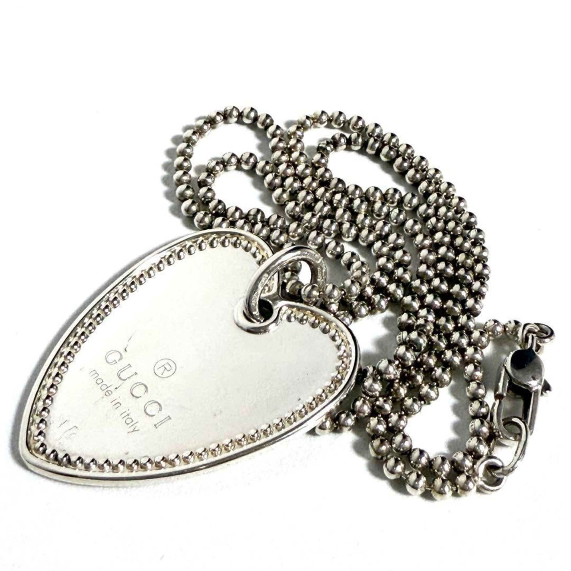 GUCCI Women's Necklace Pendant Trademark Heart Tag Silver 925