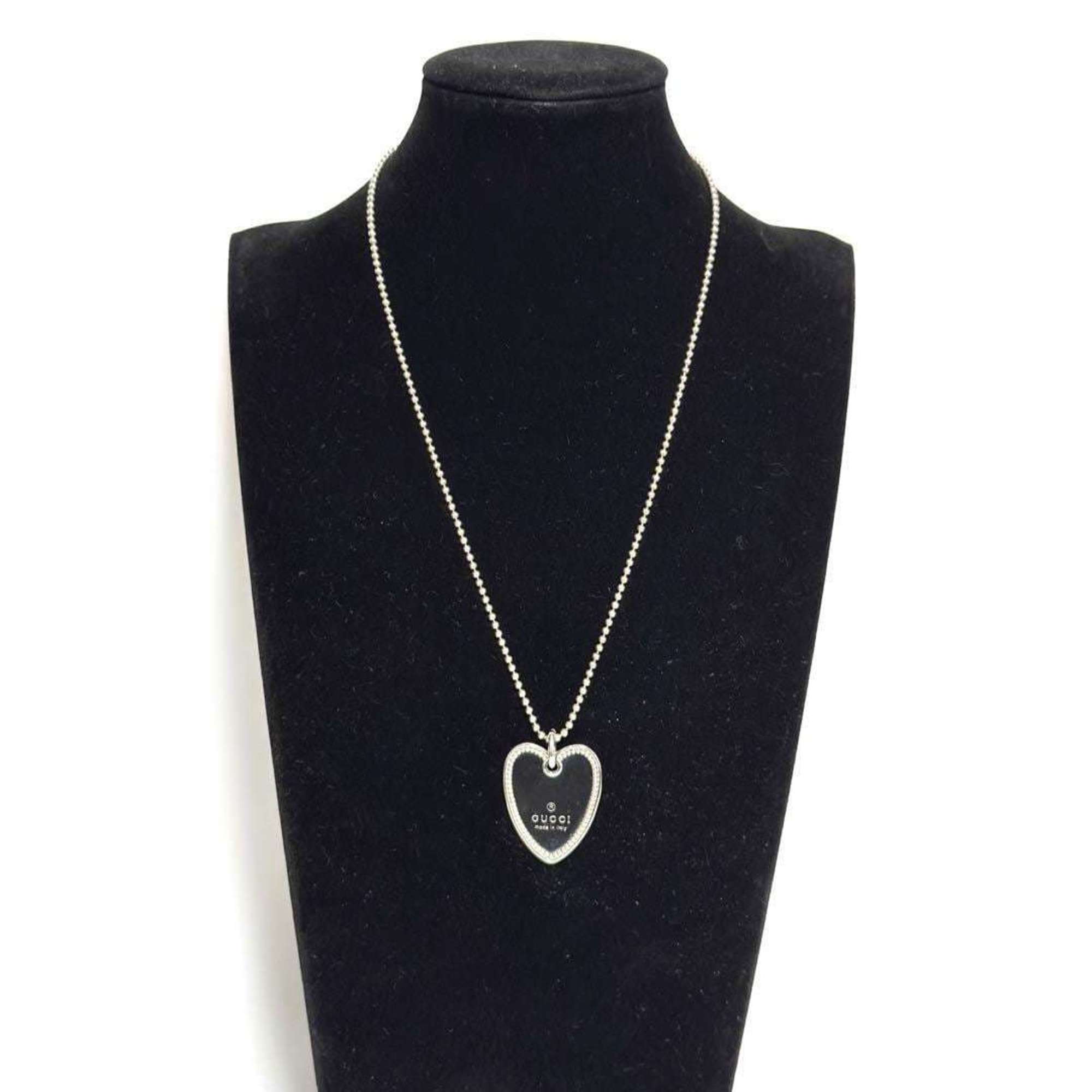 GUCCI Women's Necklace Pendant Trademark Heart Tag Silver 925