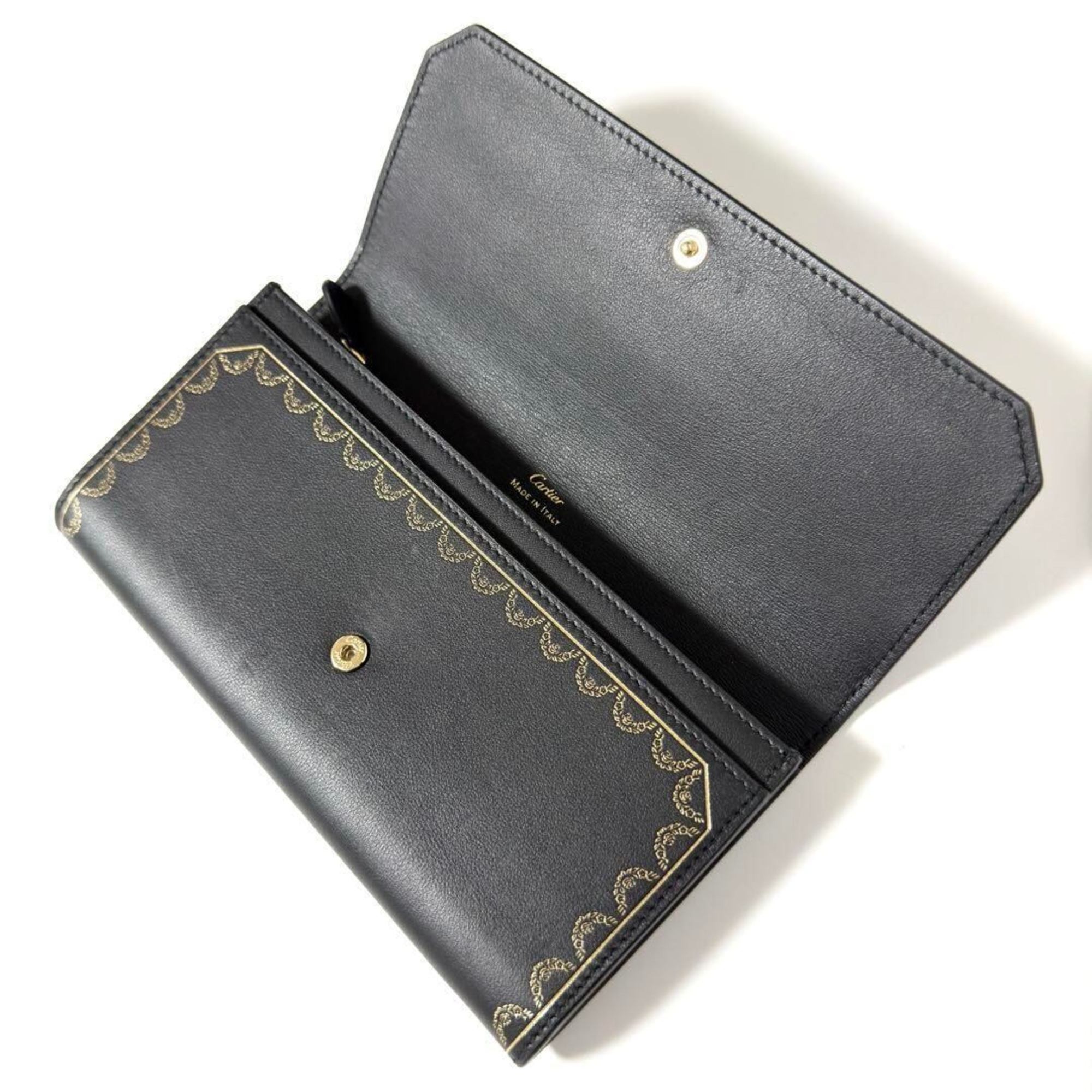 Cartier Women's Wallet Long Garland Leather Black