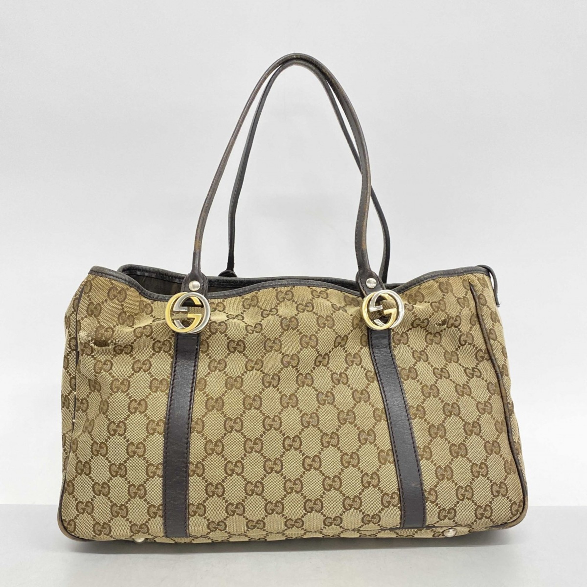 Gucci Tote Bag GG Canvas Interlocking G 232957 Brown Women's