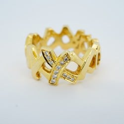 Tiffany Ring Love & Kiss Diamond K18YG Yellow Gold Size 16.5 Men's