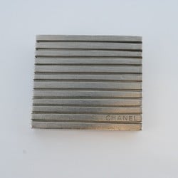 Chanel Brooch Square Metal Silver Ladies