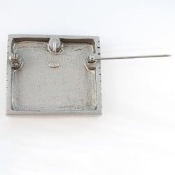 Chanel Brooch Square Metal Silver Ladies