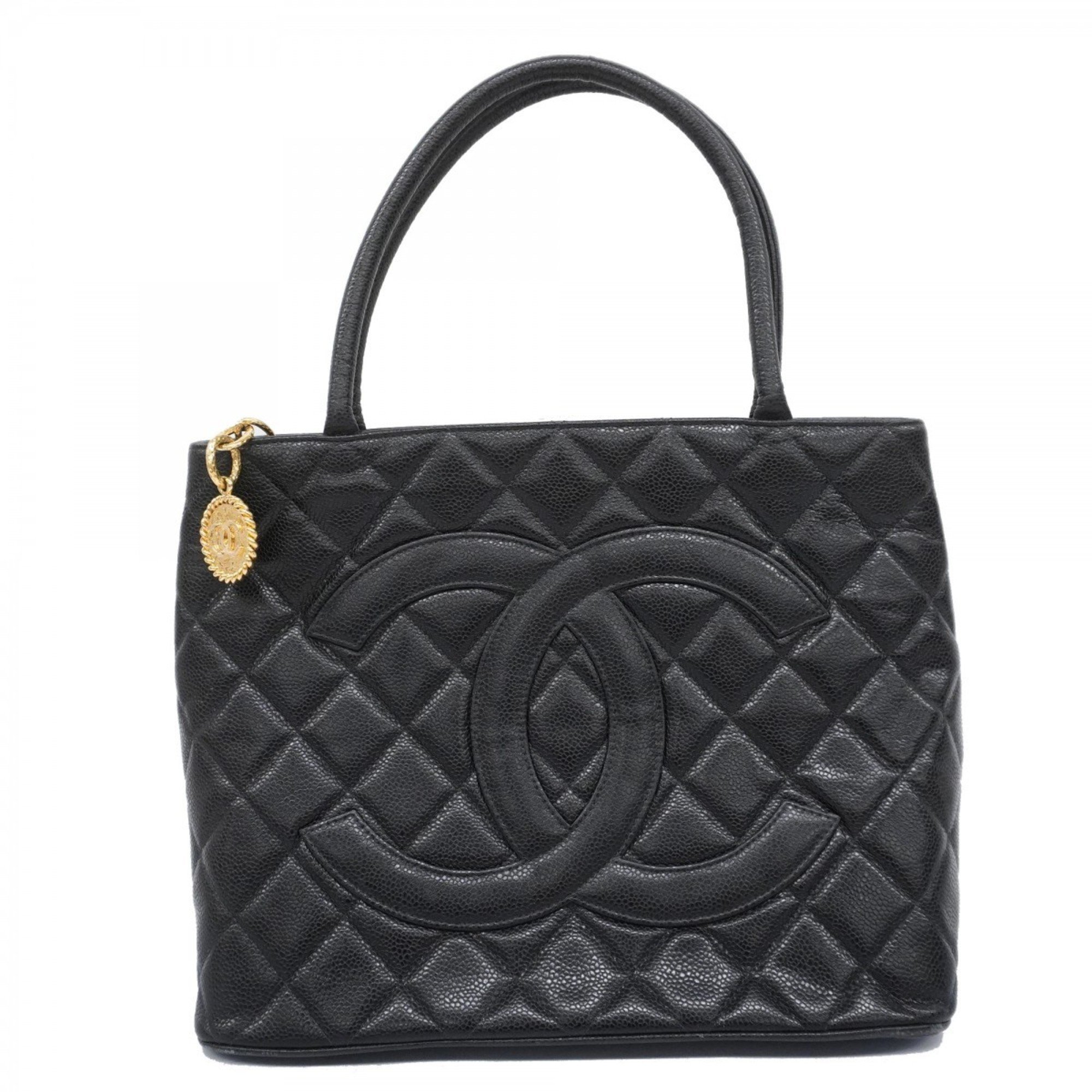 Chanel Tote Bag Reproduction Caviar Skin Black Women's