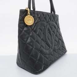 Chanel Tote Bag Reproduction Caviar Skin Black Women's