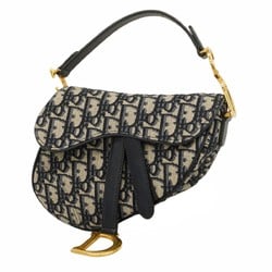 Christian Dior Handbag Trotter Saddle Bag Canvas Navy Women's