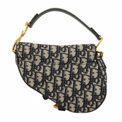 Christian Dior Handbag Trotter Saddle Bag Canvas Navy Women's