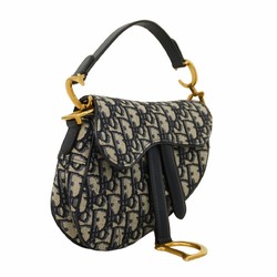 Christian Dior Handbag Trotter Saddle Bag Canvas Navy Women's