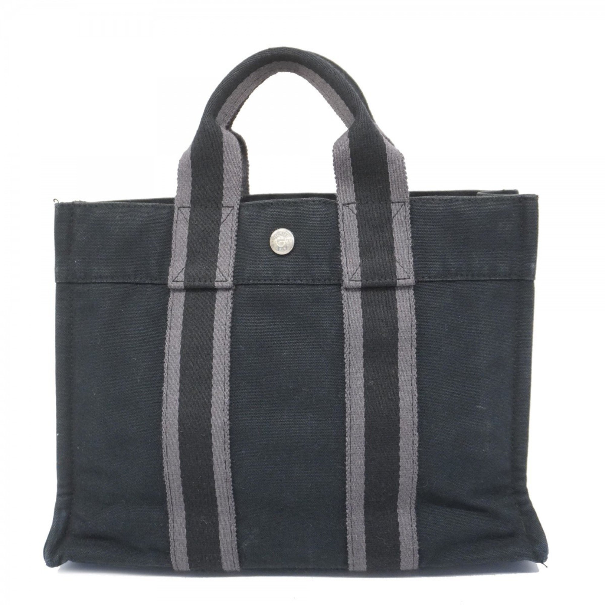 Hermes Tote Bag Foult PM Canvas Black Women's