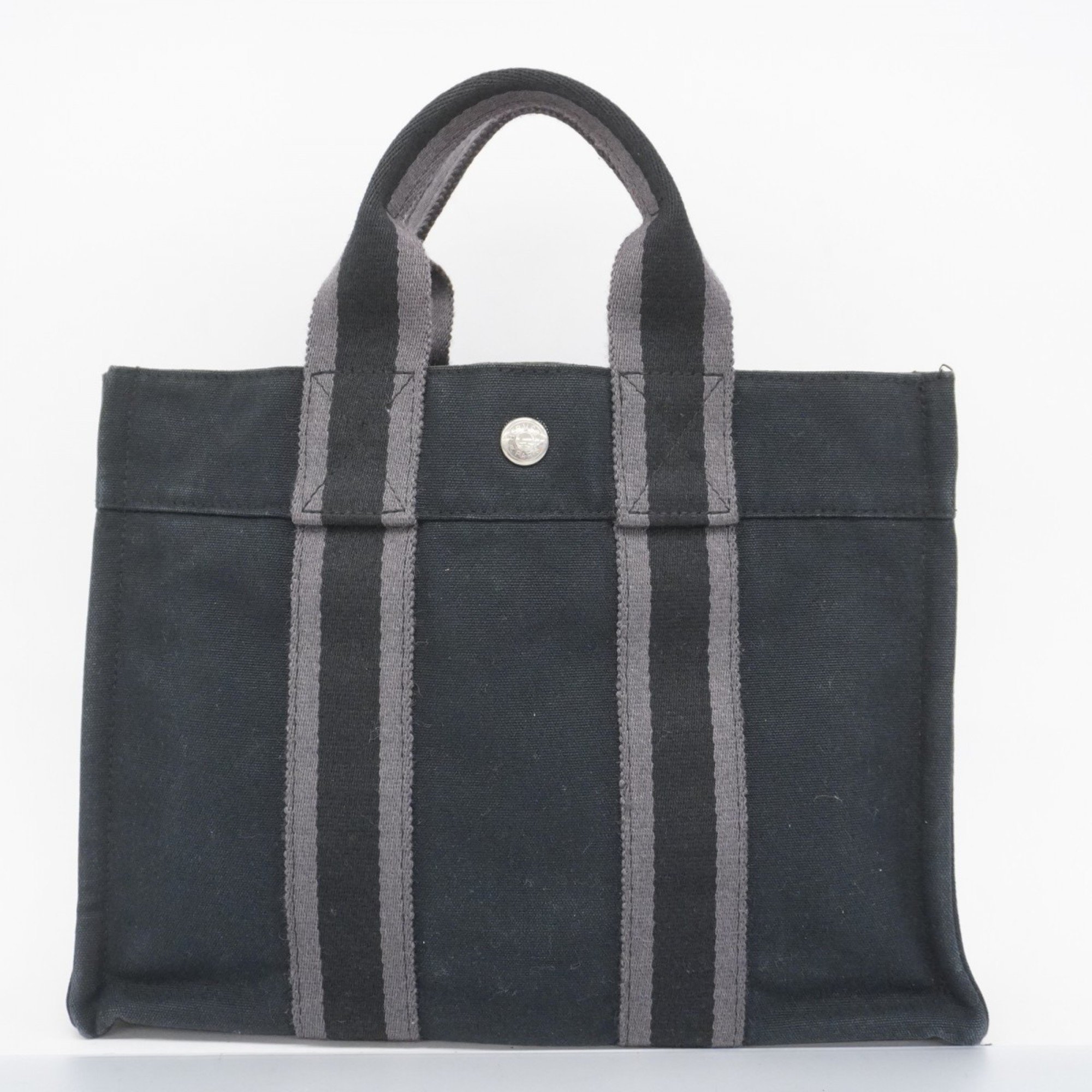 Hermes Tote Bag Foult PM Canvas Black Women's