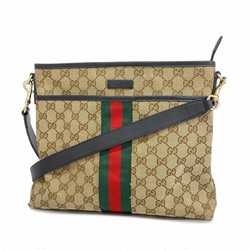 Gucci Shoulder Bag GG Canvas Sherry Line 388926 Beige Black Women's