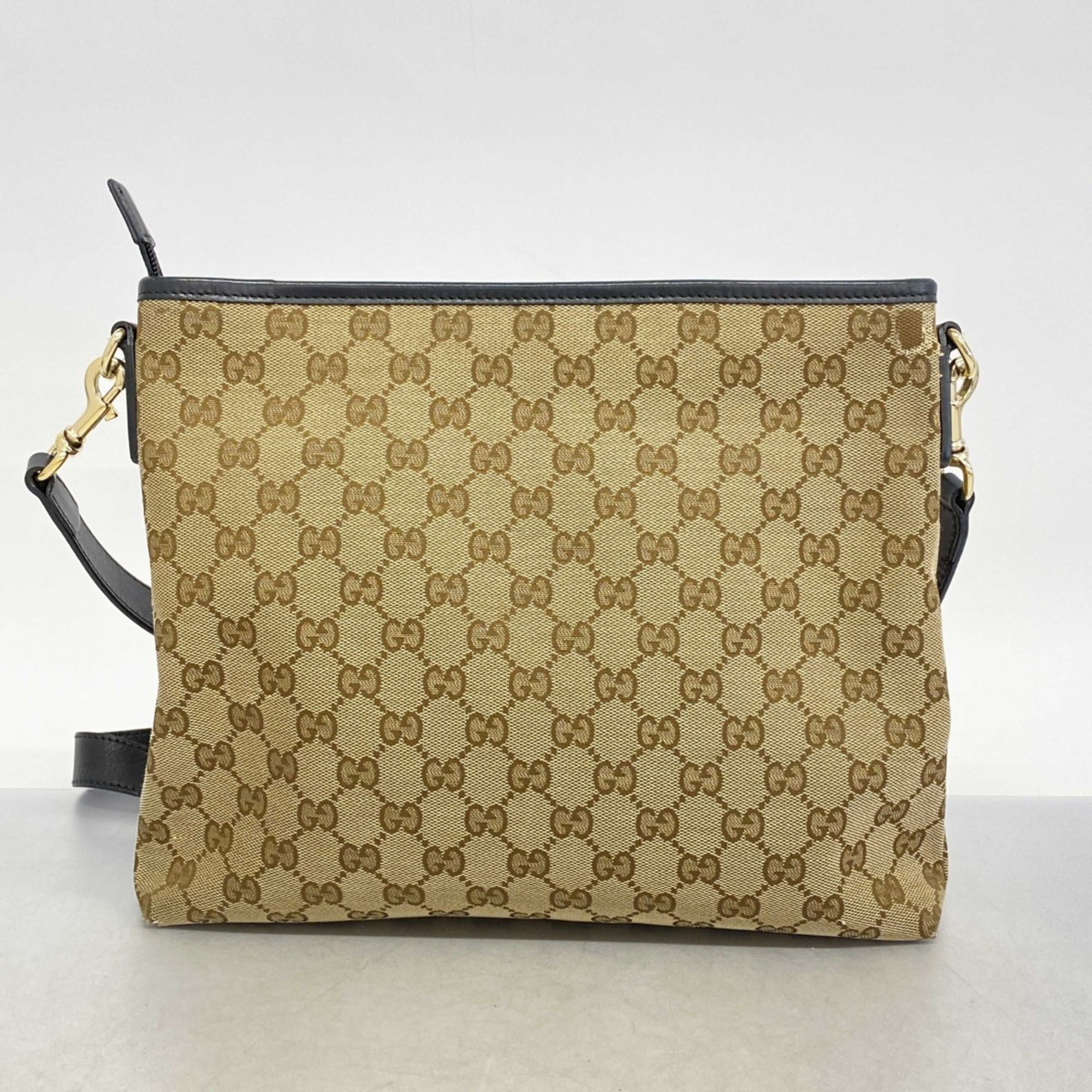 Gucci Shoulder Bag GG Canvas Sherry Line 388926 Beige Black Women's