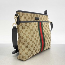 Gucci Shoulder Bag GG Canvas Sherry Line 388926 Beige Black Women's