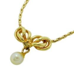 Christian Dior Necklace Faux Pearl Rhinestone GP Plated Gold Women's