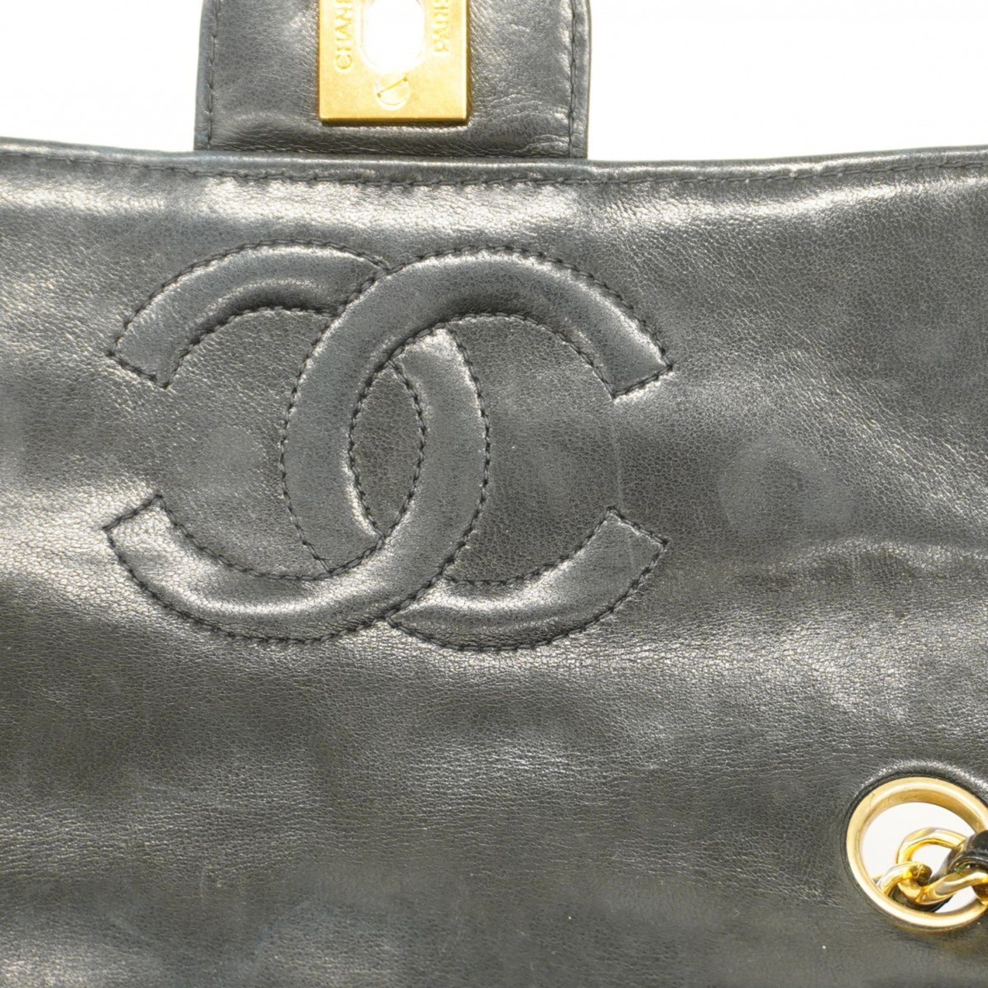 Chanel Shoulder Bag Matelasse Patent Leather Black Women's