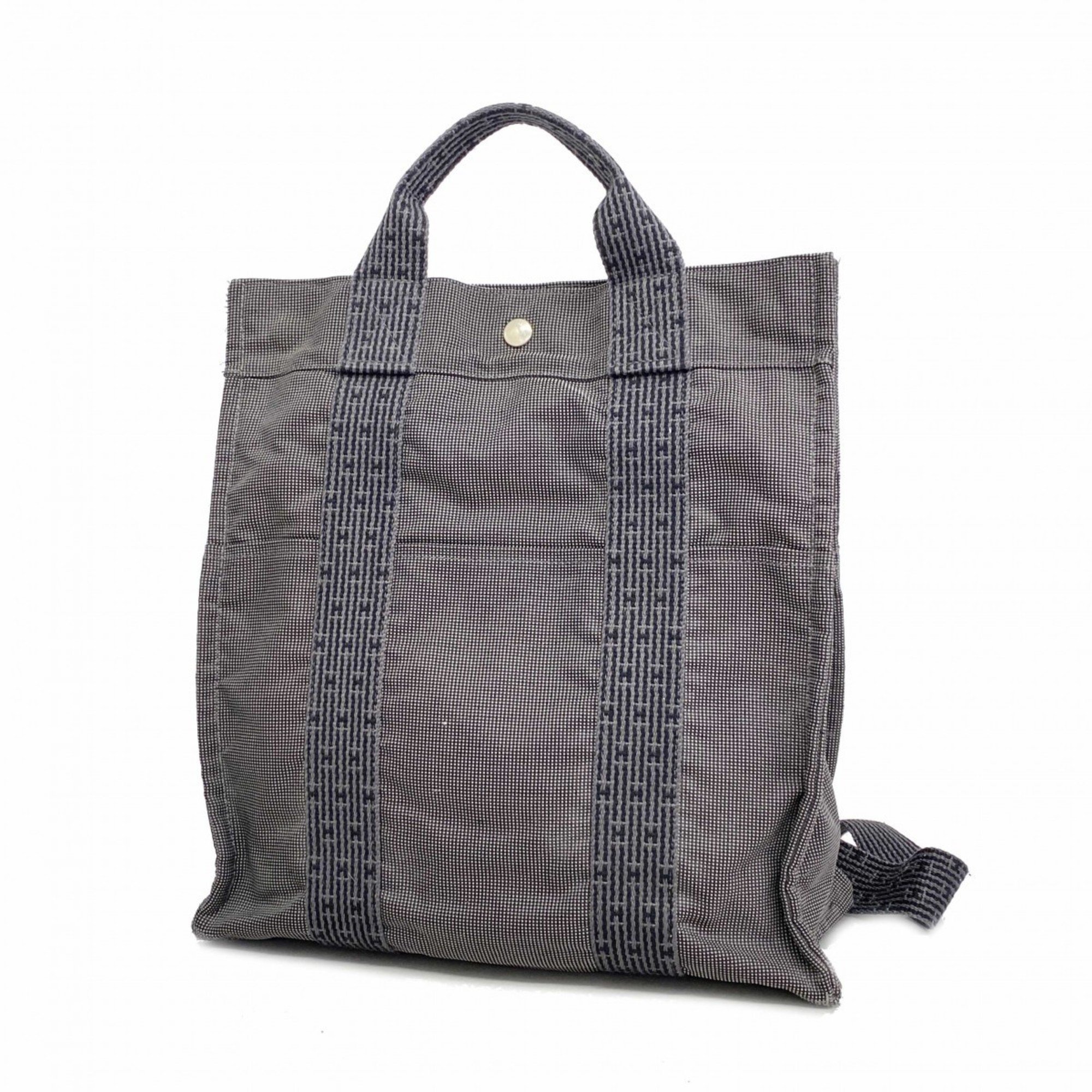 Hermes Backpack/Daypack Airline Ad MM Canvas Grey Women's