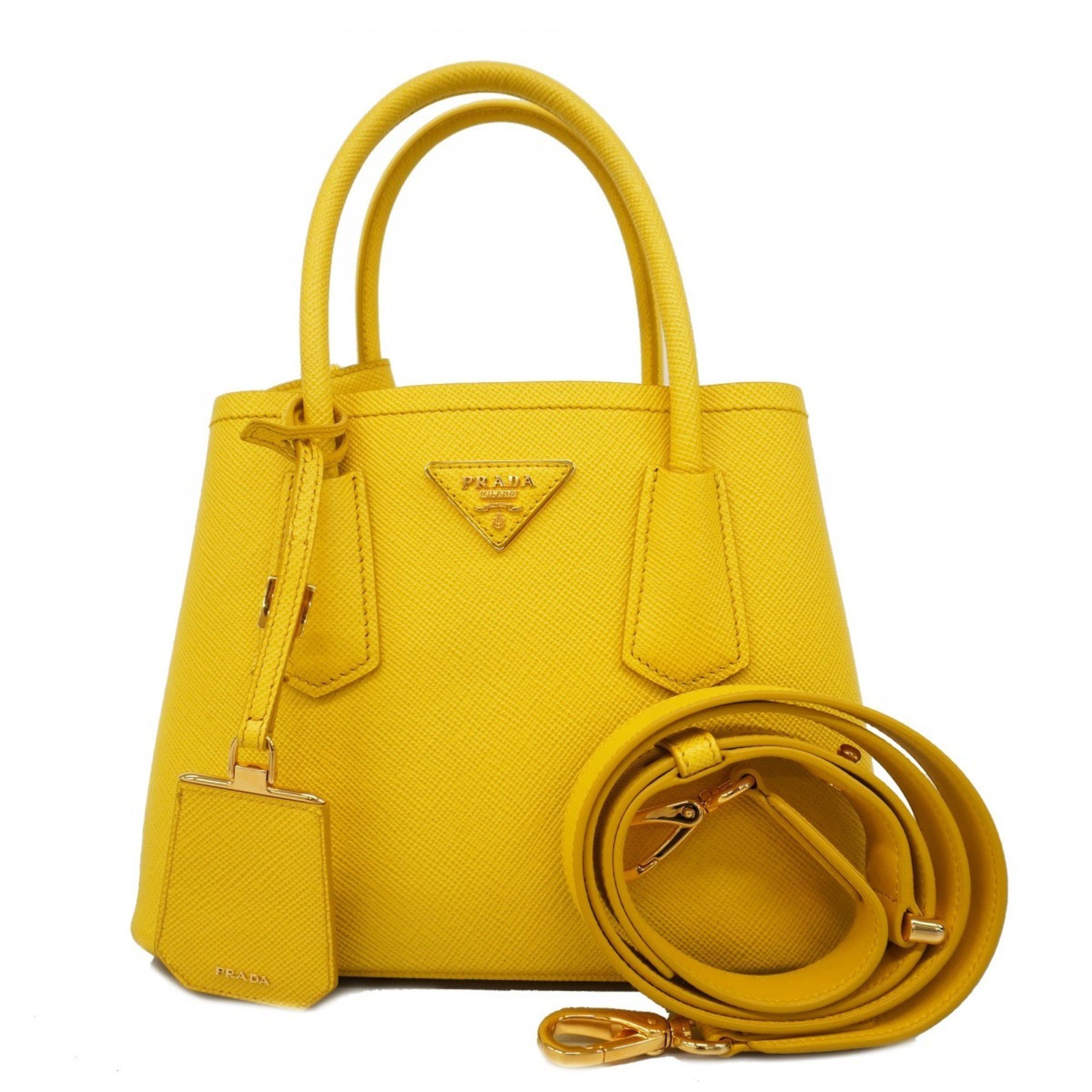 Prada handbag saffiano leather yellow ladies