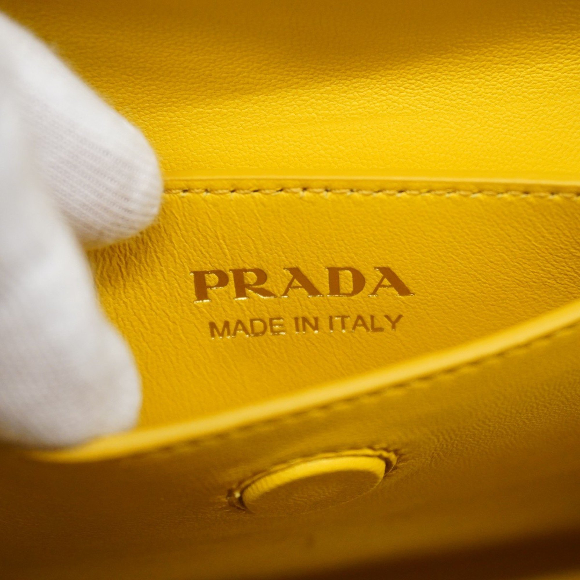 Prada handbag saffiano leather yellow ladies