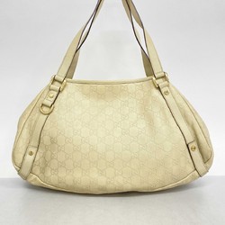 Gucci Tote Bag Guccissima Abby 130736 Leather White Champagne Ladies