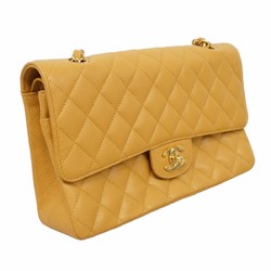 Chanel Shoulder Bag Matelasse Caviar Skin Beige Women's