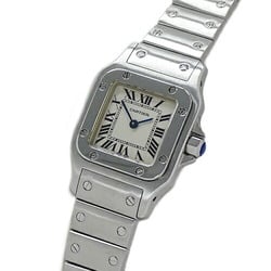 Cartier Women's Watch Santos Galbe SM Quartz Stainless Steel SS W20056D6 Silver Ivory Polished